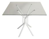 Mesa Jantar 90cm Quadrada Vidro Temperado Base Ana Metálica Escrivaninha Sala Estar Cozinha