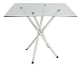 Mesa Jantar 90cm Quadrada Vidro Temperado Base Italy Metálica Escrivaninha Sala Estar Cozinha