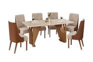 Mesa Jantar Adriana 180 6 Cadeiras Ivy Caramelo Creme - Henn