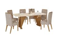 Mesa Jantar Adriana 180 6 Cadeiras Nina Creme - Henn