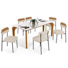 Mesa Jantar Capri 160cm Off White 6 Cadeiras Bege Caramelo