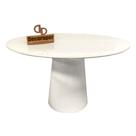 Mesa Jantar Cone Laqueado Tampo Redondo Laca Com Vidro 100cm Branco