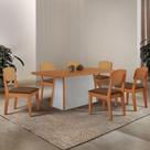 Mesa Jantar Diane 180cm Tampo Mdf Lam 6 Cadeiras Copper Prem Moderna Veludo Marrom Naturale Off White Mesa Jantar Diane 180cm Tampo Mdf Lam 6 Cadeiras Copper Prem Moderna Veludo Marrom Naturale Off White