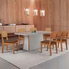 Mesa Jantar Diane 180cm Tampo Mdf Vidro 6 Cadeiras Copper Prem Moderna Veludo Marrom Off White Naturale Serigrafia