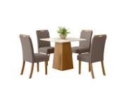 Mesa Jantar Dora 90 4 Cadeiras Bella Marrom Amendoa - Henn