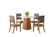 Mesa Jantar Dora 90 4 Cadeiras Milla Marrom - Henn Mesa Jantar Dora 90 4 Cadeiras Milla Marrom - Henn