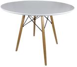 Mesa Jantar Eiffel Base Charles Eames Branca Redonda 90cm Mdf Pé Eucalipto