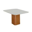 Mesa Jantar Eloise 90cm Tampo Mdf Vidro Canto Copo Moderna Naturalle Off White Serigrafia