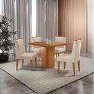 Mesa Jantar Eloise Canto Copo 4 Cadeiras Creme/naturale