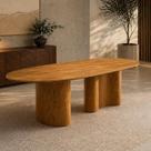 Mesa Jantar Gourmet Oval 180cm 8 Lugares Madeira Laminada Base Organica Savana Rustica