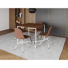 Mesa Jantar Industrial Base V 90cm Quadrada Amêndoa C/ 4 Cadeiras Ferro Branco Eames Caramelo Mesa Jantar Industrial Base V 90cm Quadrada Amêndoa C/ 4 Cadeiras Ferro Branco Eames Caramelo