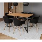 Mesa Jantar Industrial Canela Retangular 137x90cm Base V Ferro Preto com 6 Poltronas Eames Eiffel Pr