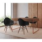 Mesa Jantar Industrial Filadélfia Amêndoa 137x90cm Base Cobre com 4 Poltronas Pretas Eames Eiffel Ma Mesa Jantar Industrial Filadélfia Amêndoa 137x90cm Base Cobre com 4 Poltronas Pretas Eames Eiffel Ma