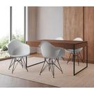 Mesa Jantar Industrial Filadélfia Amêndoa 137x90cm com 4 Poltronas Eames Eiffel Brancas Base Ferro P Mesa Jantar Industrial Filadélfia Amêndoa 137x90cm com 4 Poltronas Eames Eiffel Brancas Base Ferro P