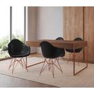 Mesa Jantar Industrial Filadélfia Amêndoa 137x90cm com 4 Poltronas Eames Eiffel Pretas Base Cobre