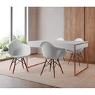 Mesa Jantar Industrial Filadélfia Branca 137x90cm Base Cobre com 4 Poltronas Brancas Eames Eiffel Ma Mesa Jantar Industrial Filadélfia Branca 137x90cm Base Cobre com 4 Poltronas Brancas Eames Eiffel Ma