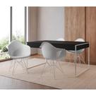 Mesa Jantar Industrial Filadélfia Preta 137x90cm com 4 Poltronas Eames Eiffel Brancas Base Ferro Bra
