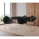 Mesa Jantar Industrial Filadélfia Preta 137x90cm com 4 Poltronas Eames Eiffel Pretas Base Ferro Bran
