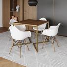 Mesa Jantar Industrial Quadrada 90cm Amêndoa Base V Dourada com 4 Poltronas Eames Eiffel Daw Madeira Mesa Jantar Industrial Quadrada 90cm Amêndoa Base V Dourada com 4 Poltronas Eames Eiffel Daw Madeira