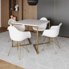 Mesa Jantar Industrial Quadrada 90Cm Branca Base V Com 4 Poltronas Daw Brancas Base Dou Cor: Branco Mesa Jantar Industrial Quadrada 90Cm Branca Base V Com 4 Poltronas Daw Brancas Base Dou Cor: Branco