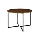 Mesa Jantar Industrial Redonda Amêndoa Base V Ferro Preto Tampo 110Cm Cor: Amendoa