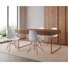 Mesa Jantar Industrial Retangular Amêndoa 137X90Cm Com 4 Cadeiras Brancas Base Cobr Cor: Amendoa