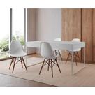 Mesa Jantar Industrial Retangular Branca 137X90Cm Base Ferro Branco C/4 Cadeiras Branca Cor: Branco