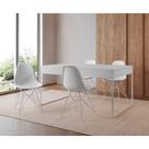 Mesa Jantar Industrial Retangular Branca 137X90Cm Com 4 Cadeiras Brancas Base Ferro Cor: Branco