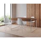 Mesa Jantar Industrial Retangular Filadélfia Amêndoa 137x90cm com 4 Cadeiras Brancas Eames Base Ferr