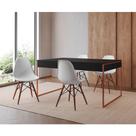Mesa Jantar Industrial Retangular Filadélfia Preta 137x90cm Base Cobre com 4 Cadeiras Brancas Eiffel