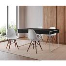 Mesa Jantar Industrial Retangular Preta 137X90Cm Base Ferro Branco C/4 Cadeiras Brancas Cor: Preto Mesa Jantar Industrial Retangular Preta 137X90Cm Base Ferro Branco C/4 Cadeiras Brancas Cor: Preto
