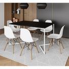 Mesa Jantar Industrial Retangular Preta 137X90Cm Base V Ferro Branco C/6 Cadeiras Branca Mad Preto Mesa Jantar Industrial Retangular Preta 137X90Cm Base V Ferro Branco C/6 Cadeiras Branca Mad Preto