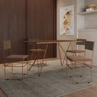 Mesa Jantar Industrial Trama 1,40x0,80m Amêndoa com 4 Cadeiras Estofadas Vitória Marrom e Cobre Mesa Jantar Industrial Trama 1,40x0,80m Amêndoa com 4 Cadeiras Estofadas Vitória Marrom e Cobre