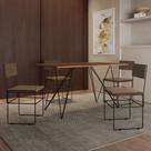 Mesa Jantar Industrial Trama 1,40x0,80m Amêndoa com 4 Cadeiras Estofadas Vitória Marrom e Preta Mesa Jantar Industrial Trama 1,40x0,80m Amêndoa com 4 Cadeiras Estofadas Vitória Marrom e Preta