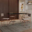 Mesa Jantar Industrial Trama 1,40x0,80m Preta com 4 Cadeiras Estofadas Vitória Bege e Cobre Mesa Jantar Industrial Trama 1,40x0,80m Preta com 4 Cadeiras Estofadas Vitória Bege e Cobre