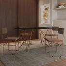 Mesa Jantar Industrial Trama 1,40x0,80m Preta com 4 Cadeiras Estofadas Vitória Marrom e Cobre Mesa Jantar Industrial Trama 1,40x0,80m Preta com 4 Cadeiras Estofadas Vitória Marrom e Cobre