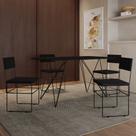 Mesa Jantar Industrial Trama 1,40x0,80m Preta com 4 Cadeiras Estofadas Vitória Preta Mesa Jantar Industrial Trama 1,40x0,80m Preta com 4 Cadeiras Estofadas Vitória Preta