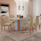 Mesa Jantar Isadora 180cm 6 Cadeiras Isadora Moderna Mobília Turim 07/Off White/Naturale