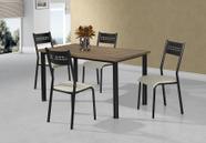Mesa Jantar Jasmin 1,20x0,80 MDP c/4 Cadeiras Titanium Tampo Nogal Tubo Preto