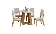 Mesa Jantar Lins 120 4 Cadeiras Mila Linho - Henn