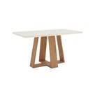 Mesa Jantar Lins 160 Canto Reto com Vidro Nature/Off White