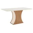 Mesa Jantar Luíza 160 Canto Arredond Vidro Nature/Off White