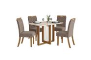 Mesa Jantar Natali 120 4 Cadeiras Bella Amendoa - Henn