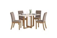Mesa Jantar Natali 120 4 Cadeiras Isa Bege - Henn Mesa Jantar Natali 120 4 Cadeiras Isa Bege - Henn