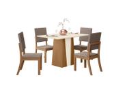 Mesa Jantar Orus 120 4 Cadeiras Mila Marrom Amendoa - Henn