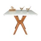 Mesa Jantar Pandora Tampo Quadrado Laca Com Vidro 110cm Branco