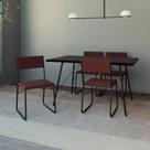 Mesa Jantar Paraty 120cm Tampo Preto com 4 Cadeiras Angra Estofadas Preta e Marrom