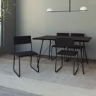 Mesa Jantar Paraty 120cm Tampo Preto com 4 Cadeiras Angra Estofadas Pretas Mesa Jantar Paraty 120cm Tampo Preto com 4 Cadeiras Angra Estofadas Pretas