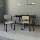 Mesa Jantar Paraty 137cm Tampo Preto com 4 Cadeiras Angra Estofadas Preta e Bege Mesa Jantar Paraty 137cm Tampo Preto com 4 Cadeiras Angra Estofadas Preta e Bege