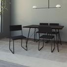 Mesa Jantar Paraty 137cm Tampo Preto com 4 Cadeiras Angra Estofadas Pretas Mesa Jantar Paraty 137cm Tampo Preto com 4 Cadeiras Angra Estofadas Pretas